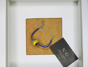 Freesia-Bracelet avec perle Céramique-Jaune et Bleue